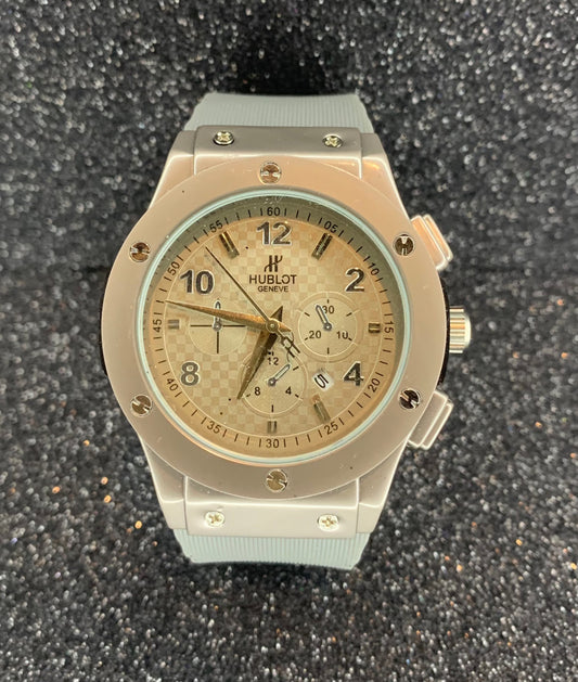 Imported HUB LOT Grey Watch Leather Strap (MW#3007)