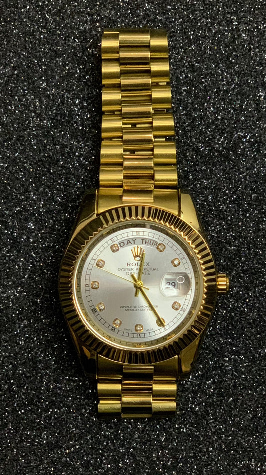 Imported RO LX Golden Watch With White Dial (MW#3001)