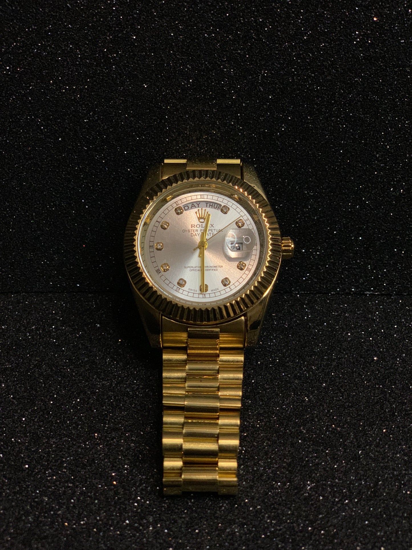 Imported RO LX Golden Watch With White Dial (MW#3001)