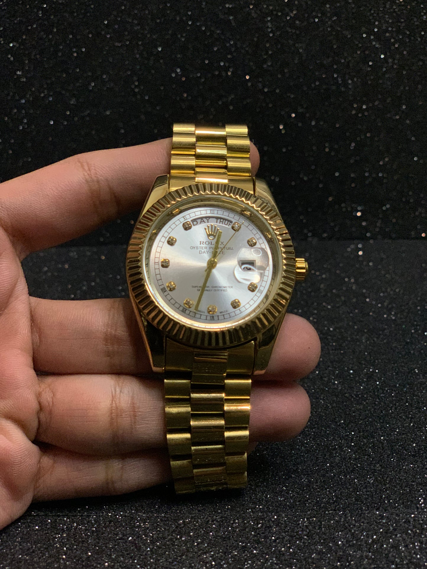 Imported RO LX Golden Watch With White Dial (MW#3001)