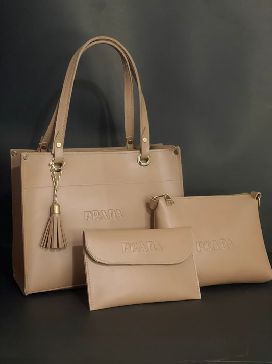 3 Piece Leather Ladies Handbag (HB#3001)