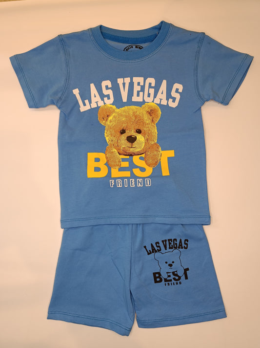 Kids 2 Pc Shirt + Shorts Best Friend (Blue) Imported Stuff [KB2003]