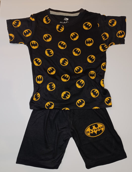 Kids 2 Pc Shirt + Shorts Bat-Man (Black) Imported Stuff [KB2001]