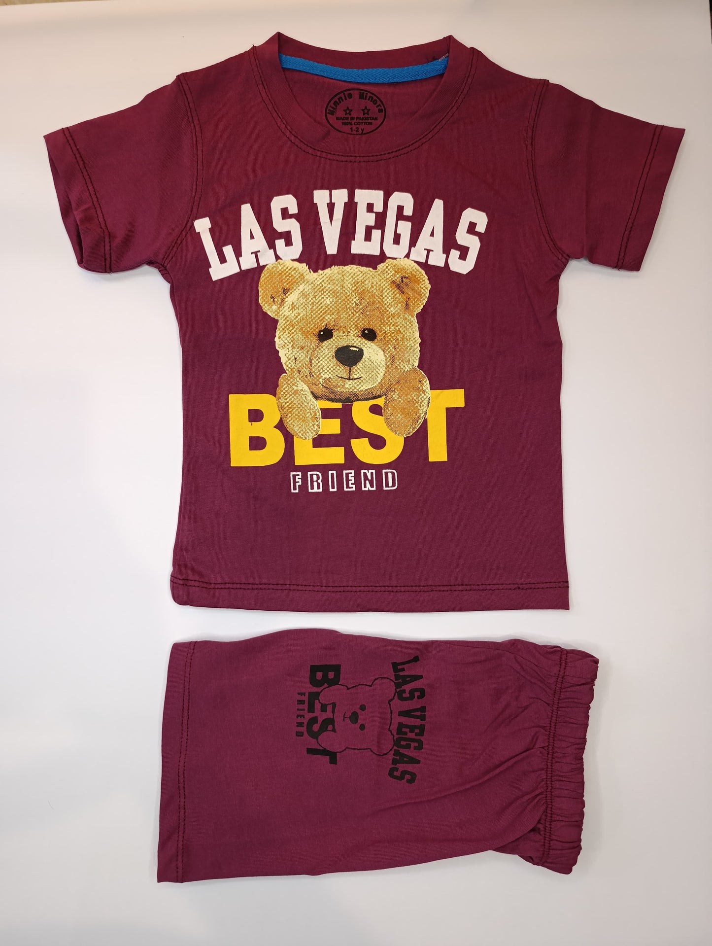 Kids 2 Pc Shirt + Shorts Best Friend (Maroon) Imported Stuff [KB2004]