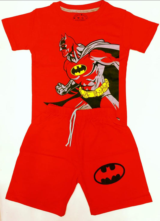 Kids 2 Pc Shirt + Shorts BAT-MAN (Red) Imported Stuff [KB2007]