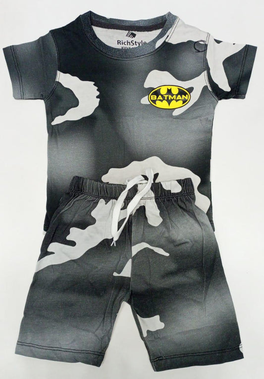 Kids 2 Pc Shirt + Shorts BAT-MAN (Grey) Imported Stuff [KB2010]